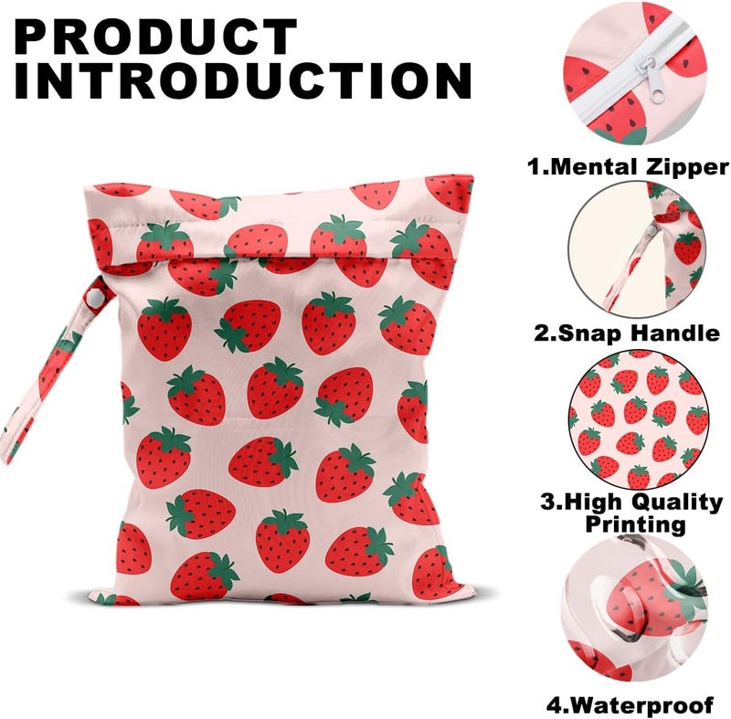 CQM Summer Fruits Wet Bags 12x10 Inch, Strawberry Waterproof Travel Laundry Bags, Reusable Wet Dry Bag for Swimsuit Beach Diapers Dirty Yoga Gym Clothes, Travel Gifts for Women Friend - Image 3